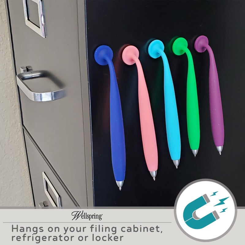 Wellspring Wiggle Writing Pens - Magnetic Pen with Built-in Magnet for Fridge Notes & Lists - Refillable Pens for Home & Office - Amethyst - Image 5